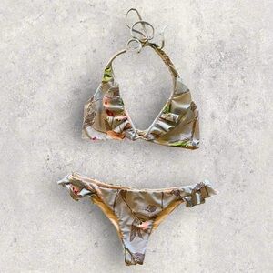 MGS Women’s Floral Ruffled Bikini Swimsuit Size Large